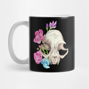 Cat Skull and Florals Mug